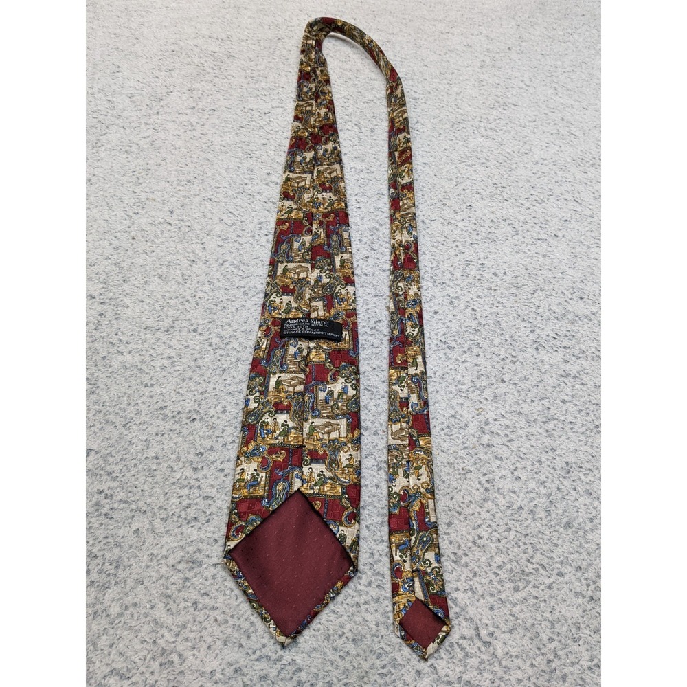 Vintage Andrea Sarti Renaissance Theme Silk Tie Made in Italy Elegant Unique - Picture 4 of 8